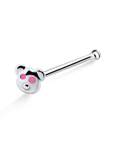 Teddy Bear Silver Bone Nose Stud NSKD-360CL